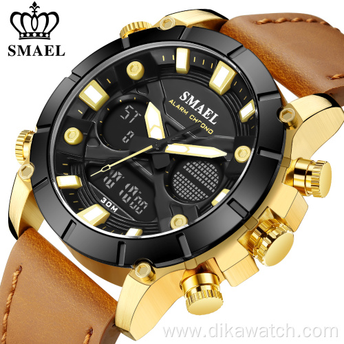 New Fashion Brand SMAEL Men Watch Leather Strap